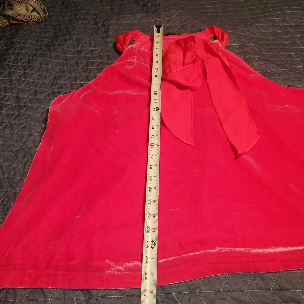 J.Crew Velvet Halter Bow Tank Top Barbie Pink 3X Sleeveless Party Club